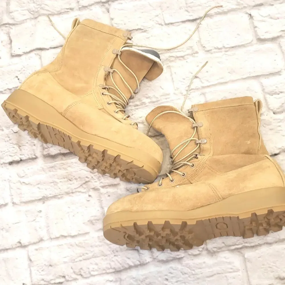 Belleville Men’s Steel Toe Military Combat Boots Size 12 Wide Desert Tan Suede